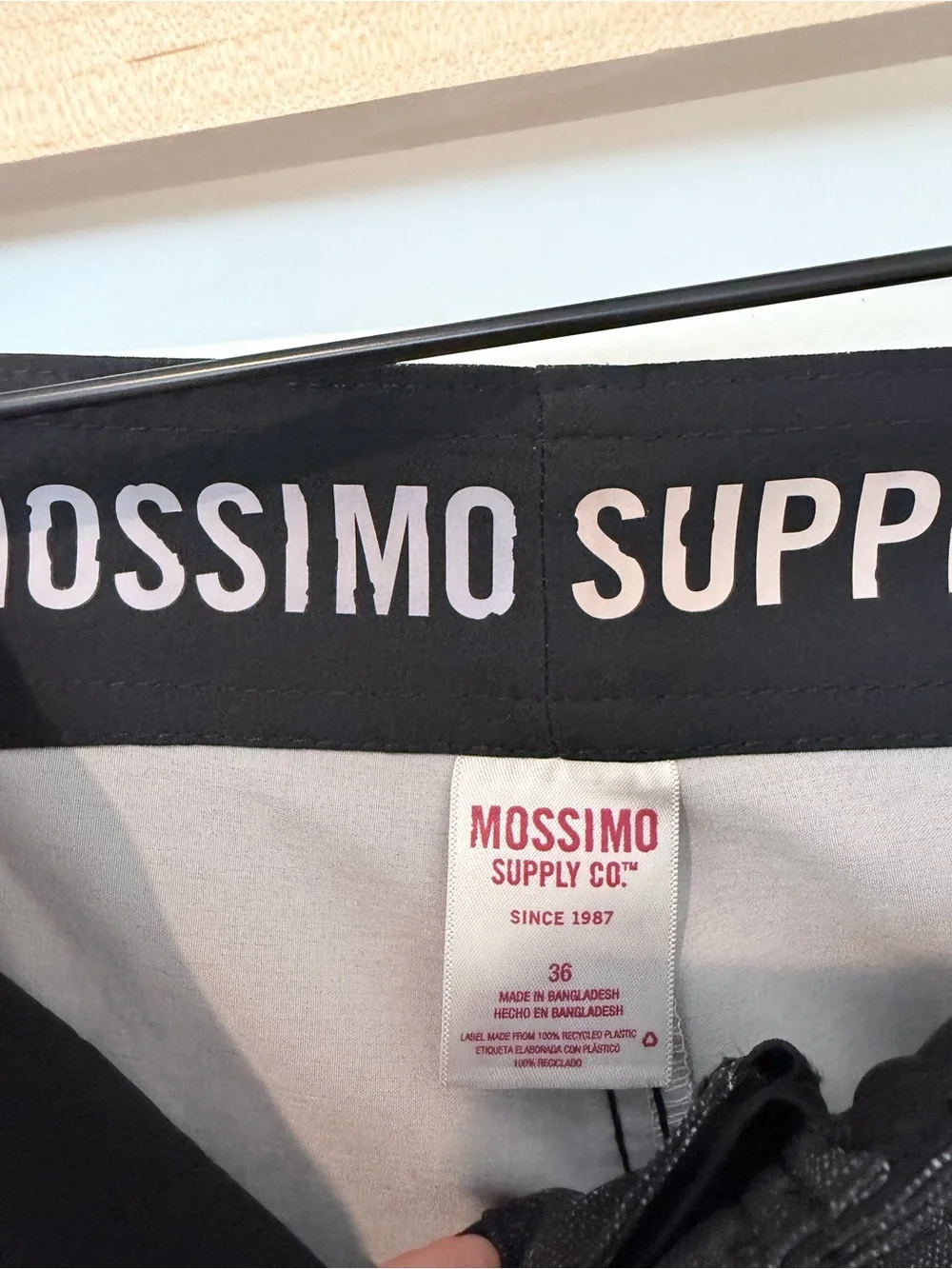 Mossimo Supply Co. Black Board Shorts with Teal, Yellow & Orange Floral Stripe